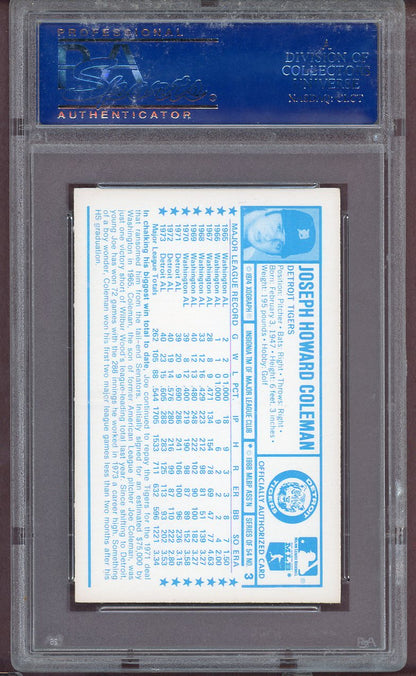 1974 KELLOGG'S #003 JOE COLEMAN TIGERS PSA 5 EX 564066