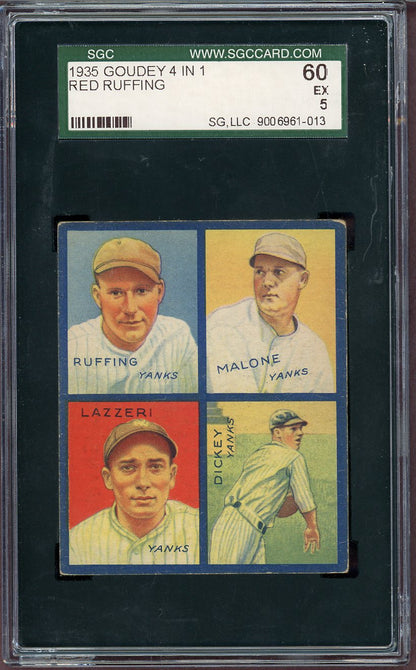 1935 GOUDEY 4 IN 1 RED RUFFING SGC 5 EX 564067