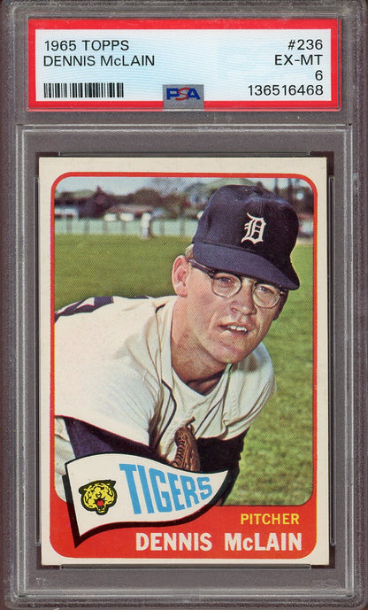 1965 TOPPS #236 DENNIS MCLAIN TIGERS PSA 6 EX-MT 564077