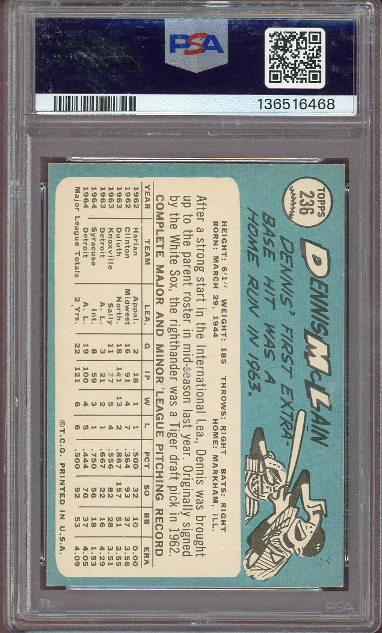1965 TOPPS #236 DENNIS MCLAIN TIGERS PSA 6 EX-MT 564077