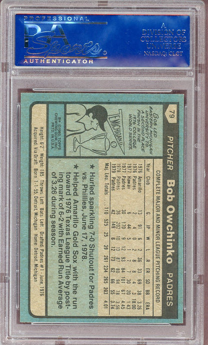 1980 TOPPS #079 BOB OWCHINKO PADRES PSA 8 NM-MT 564079