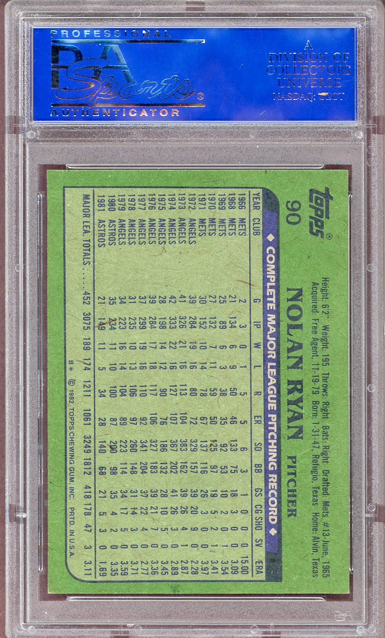 1982 TOPPS #090 NOLAN RYAN ASTROS PSA 8 NM-MT 564083