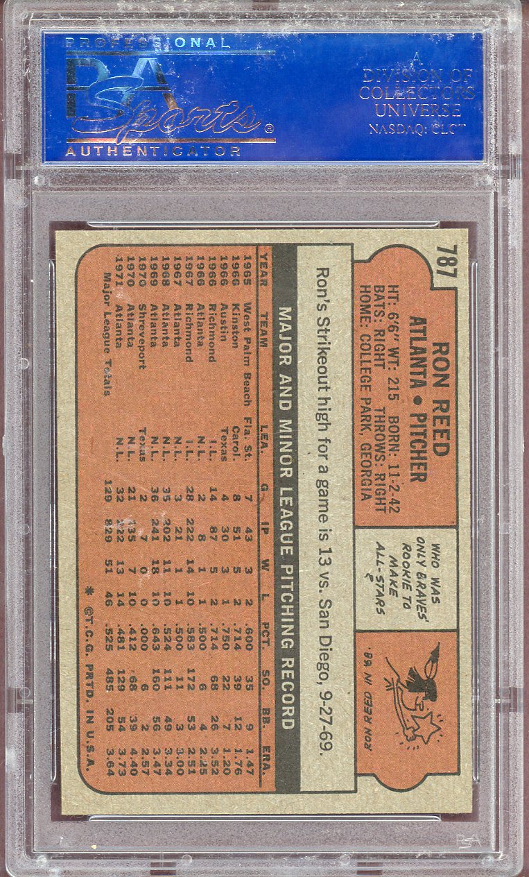 1972 TOPPS #787 RON REED BRAVES PSA 7 NM 564086