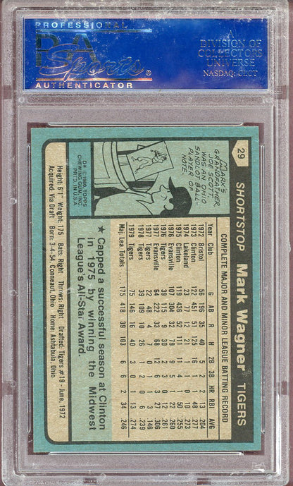 1980 TOPPS MARK WAGNER TIGERS PSA 8 NM-MT  564090
