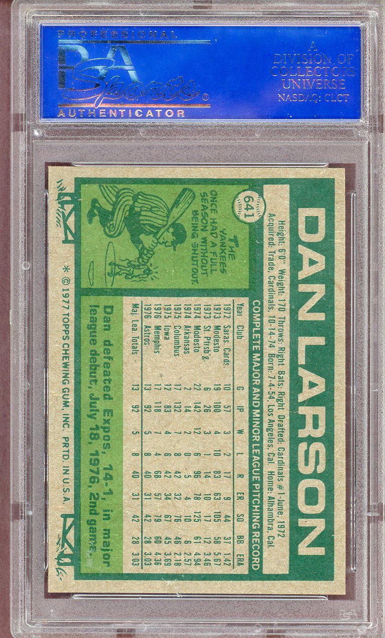 1977 TOPPS #641 DAN LARSON ASTROS PSA 9 MINT 564096