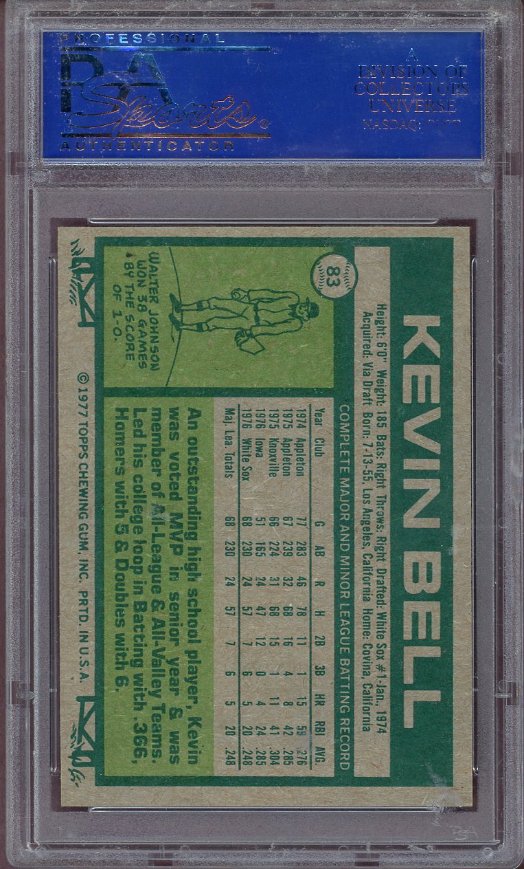 1977 TOPPS #083 KEVIN BELL WHITESOX PSA 8 NM-MT 564097