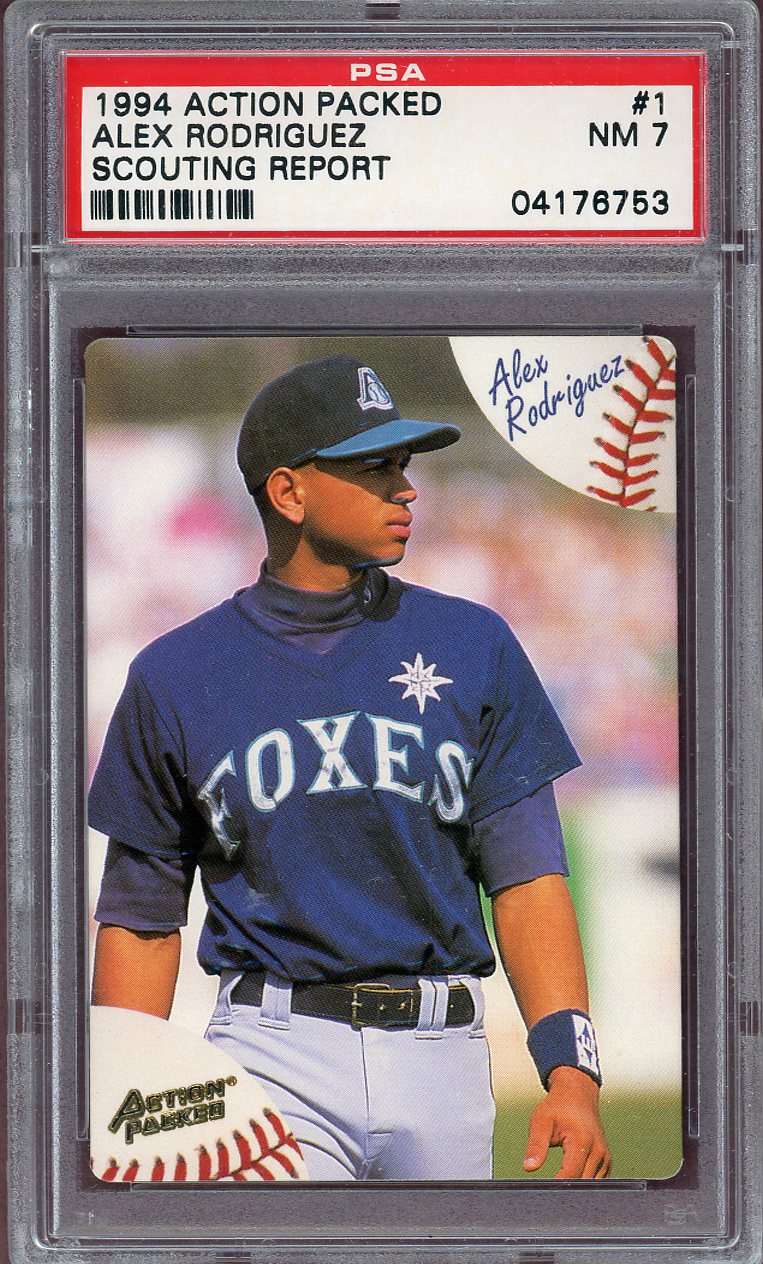 1994 ACTION PACKED #001 ALEX RODRIGUEZ SCOUTING REPORT PSA 7 NM 564099