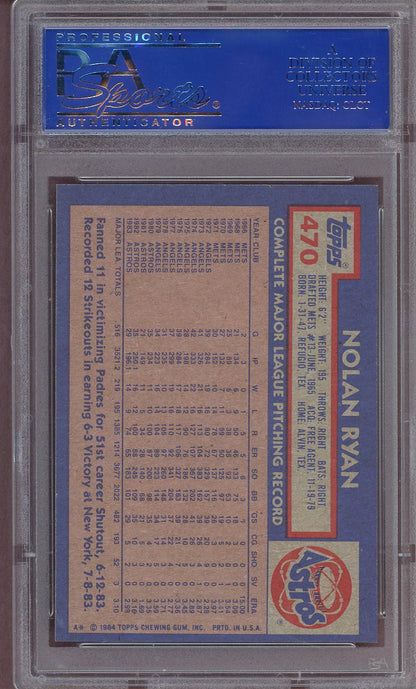 1984 TOPPS #470 NOLAN  RYAN ASTROS PSA 8 NM-MT 564100