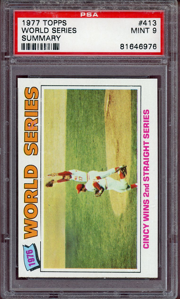 1977 TOPPS #413 WORLD SERIES SUMMARY PSA 9 MINT 564102