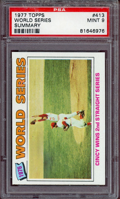 1977 TOPPS #413 WORLD SERIES SUMMARY PSA 9 MINT 564102