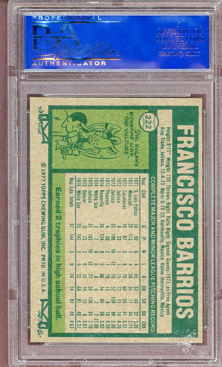 1977 TOPPS #222 FRANSISCO BARRIOS WHITESOX PSA 8 NM-MT 564104