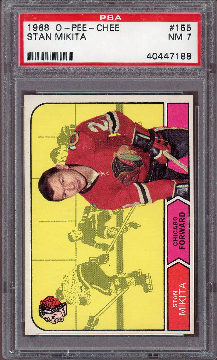 1968 O-PEE-CHEE #155 STAN MIKITA BLACKHAWKS PSA 7 NM 564105