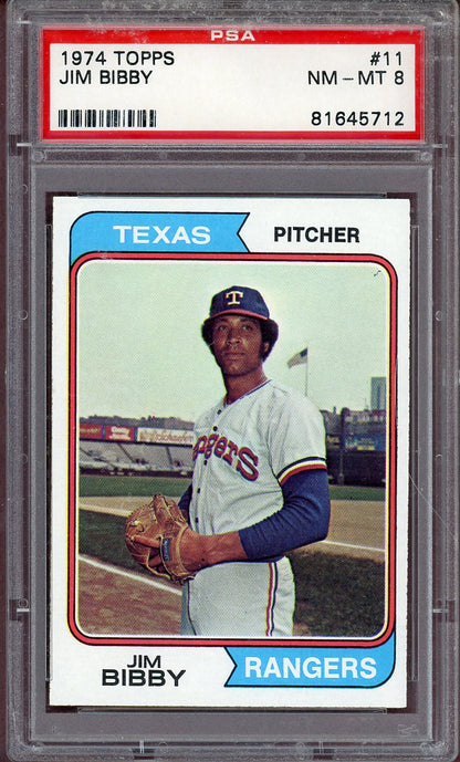 1974 TOPPS #011 JIM BIBBY RANGERS PSA 8 NM-MT 564106