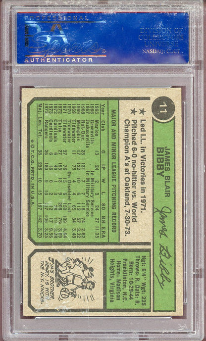 1974 TOPPS #011 JIM BIBBY RANGERS PSA 8 NM-MT 564106