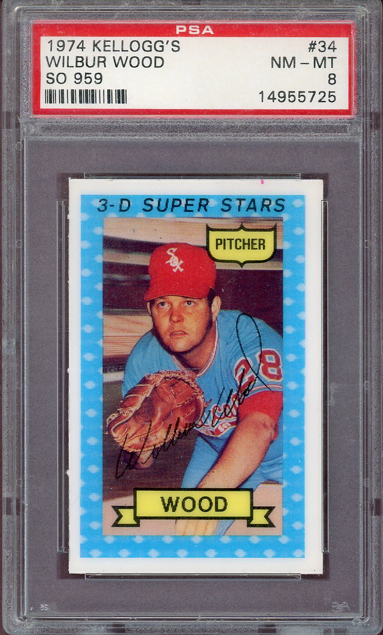 1974 KELLOGG'S WILBUR WOOD SO 959 WHITESOX PSA 8 NM-MT 564109
