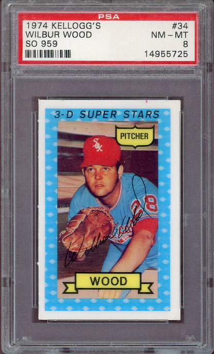 1974 KELLOGG'S WILBUR WOOD SO 959 WHITESOX PSA 8 NM-MT 564109