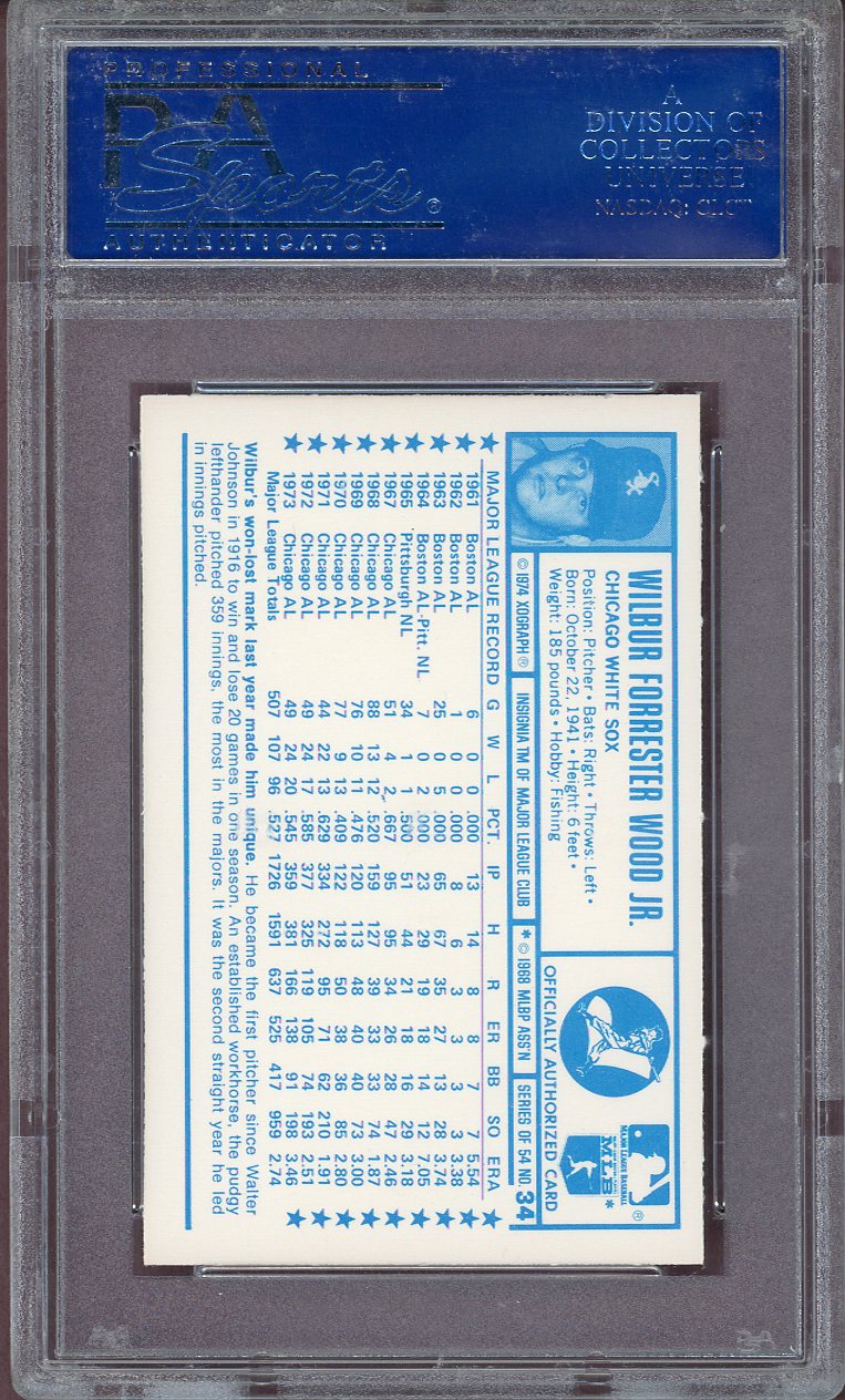 1974 KELLOGG'S WILBUR WOOD SO 959 WHITESOX PSA 8 NM-MT 564109
