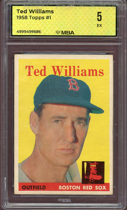 1958 TOPPS #001 TED WILLIAMS REDSOX MBA 5 EX 564110