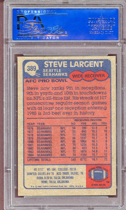 1985 TOPPS #389 STEVE LARGENT SEAHAWKS PSA 8 NM-MT 564111
