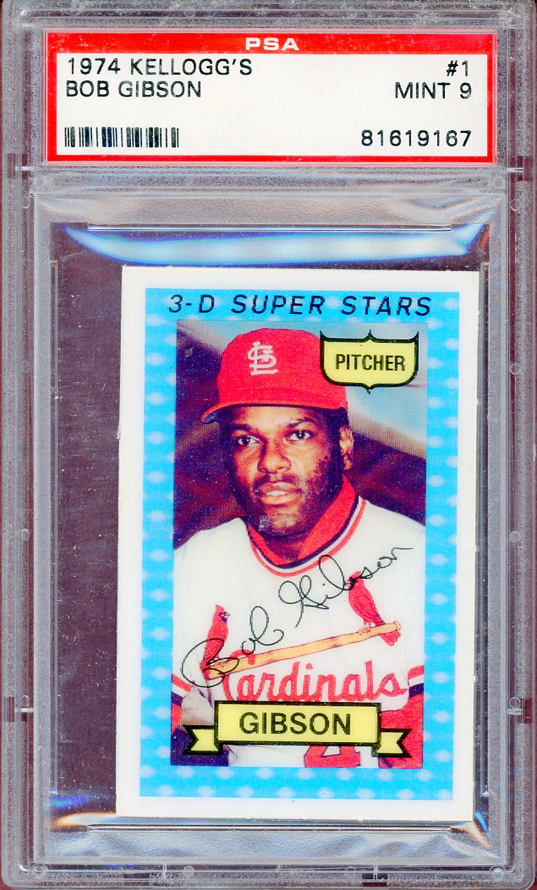 1974 KELLOGG'S #001 BOB GIBSON CARDINALS PSA 9 MINT 564117