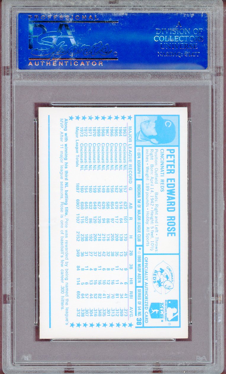 1974 KELLOGG'S #038 PETE ROSE REDS PSA 7 NM 564118