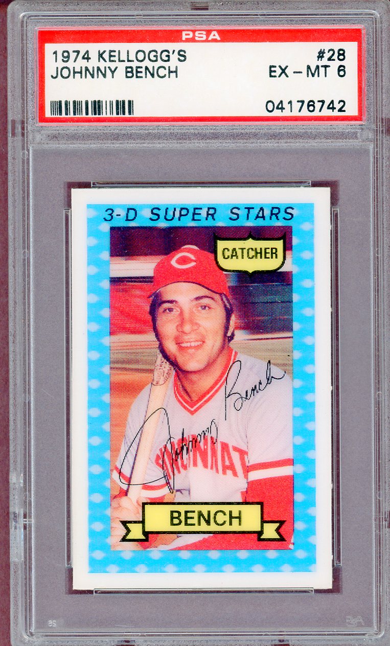 1974 KELLOGG'S #028 JOHNNY BENCH REDS PSA 6 EX-MT 564119