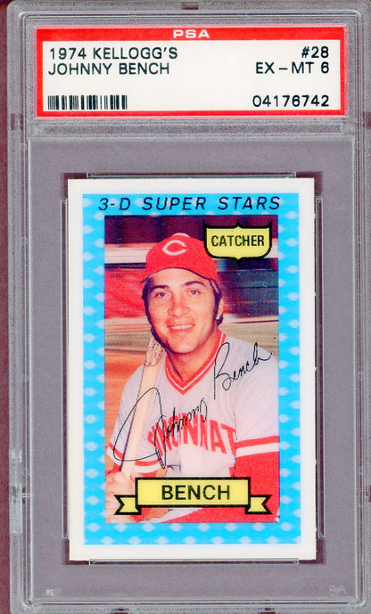 1974 KELLOGG'S #028 JOHNNY BENCH REDS PSA 6 EX-MT 564119