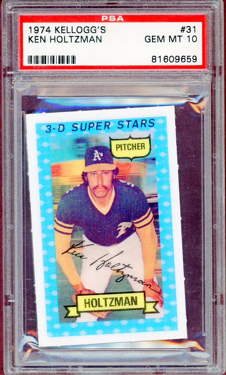 1974 KELLOGG'S #031 KEN HOLTZMAN A'S PSA 10 GEM MT 564120