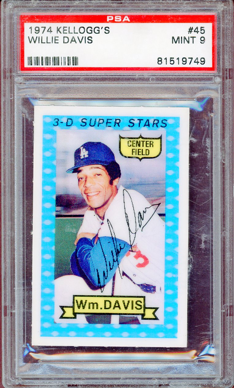1974 KELLOGG'S #045 WILLIE DAVIS DODGERS PSA 9 MINT 564121