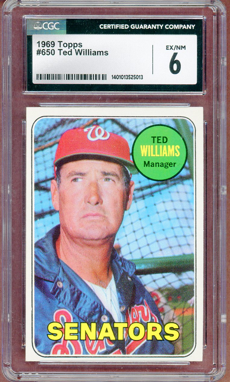 1969 TOPPS #650 TED WILLIAMS SENATORS CGC 6 EX-MT 564124