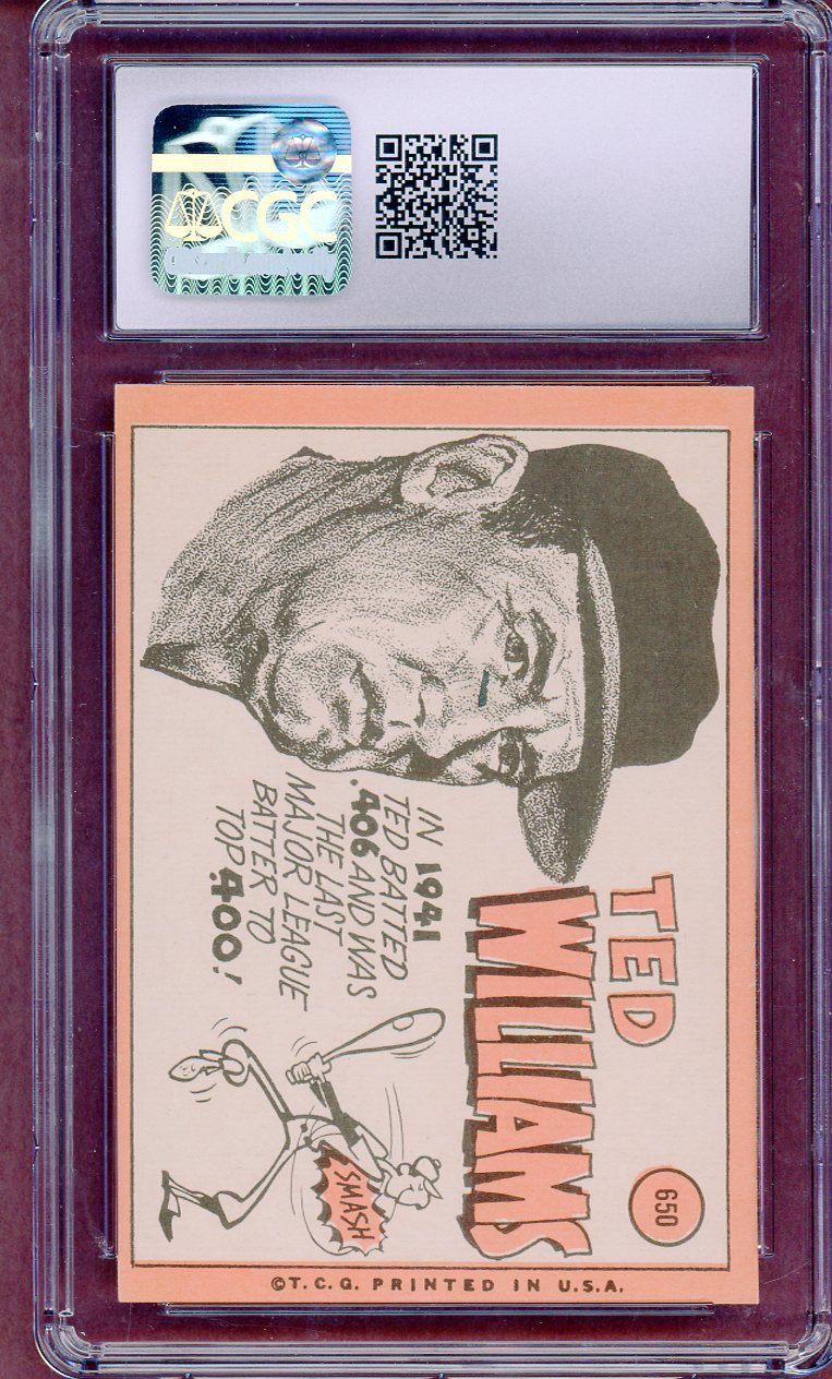 1969 TOPPS #650 TED WILLIAMS SENATORS CGC 6 EX-MT 564124