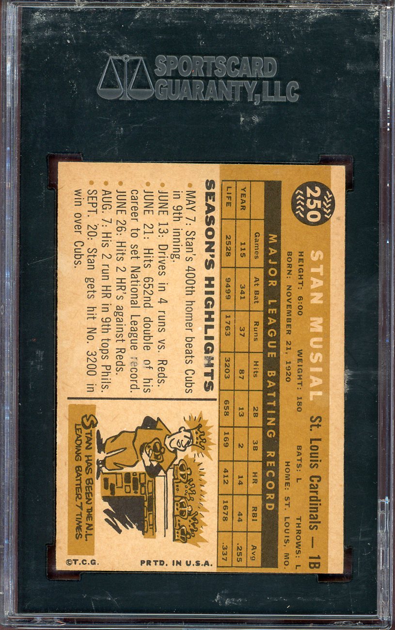 1960 TOPPS #250 STAN MUSIAL CARDINALS SGC 5 EX 564125