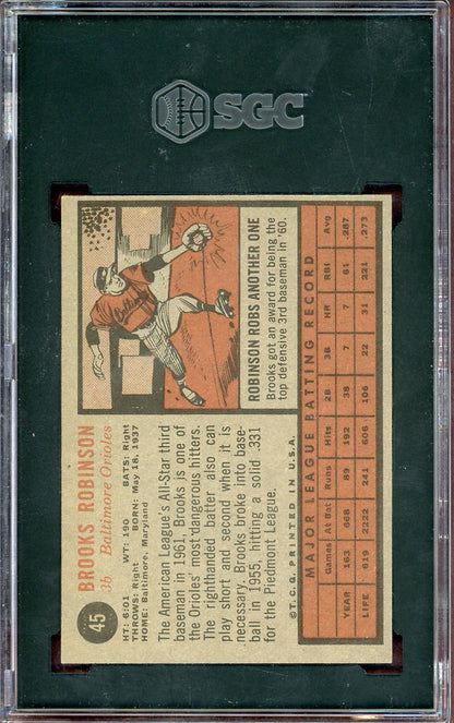 1962 TOPPS #045 BROOK ROBINSON ORIOLES SGC 6 EX-MT 564127