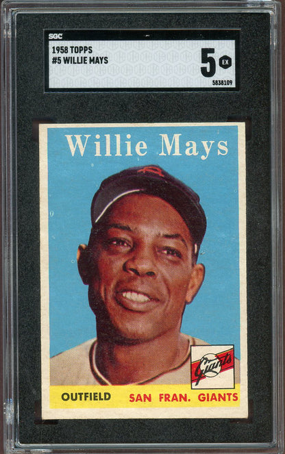 1958 TOPPS #005 WILLIE MAYS GIANTS SGC 5 EX 564128