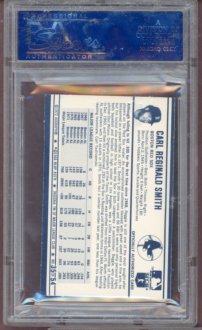 1972 Kelloggs Baseball #035 Reggie Smith Red Sox PSA 9 MINT 564129