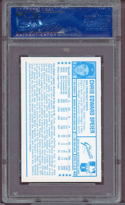 1974 Kelloggs Baseball #040 Chris Speier Giants PSA 10 GEM MINT 564134