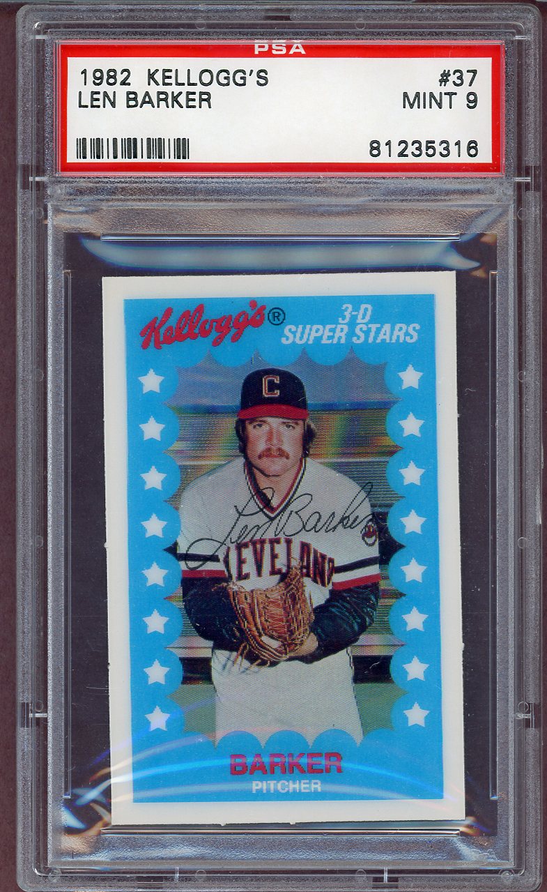 1982 Kelloggs #037 Len Barker Indians PSA 9 MINT 564135