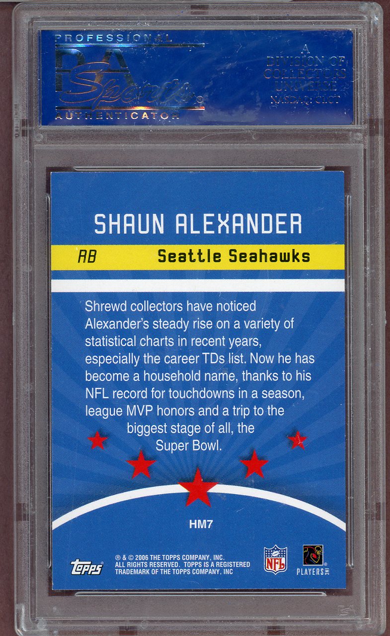 2006 Topps #HM7 Shaun Alexander Seahawks PSA 9 MINT 564136