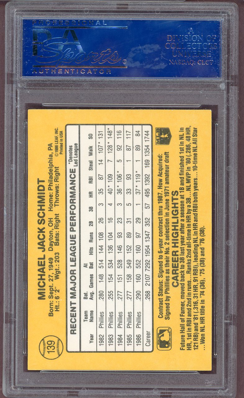 1987 Donruss #139 Mike Schmidt Phillies PSA 10 GEM MINT 564139