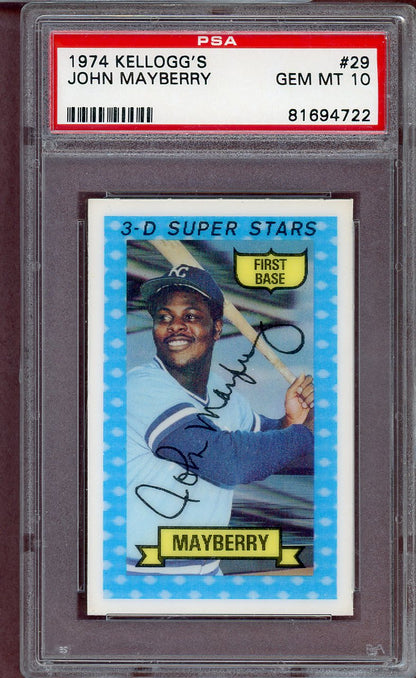 1974 Kelloggs Baseball #029 John Mayberry Royals PSA 10 GEM MINT 564140