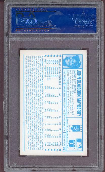 1974 Kelloggs Baseball #029 John Mayberry Royals PSA 10 GEM MINT 564140
