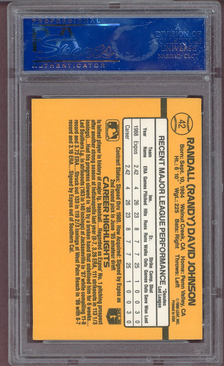 1989 Donruss #042 Randy Johnson Expos PSA 9 MINT 564147