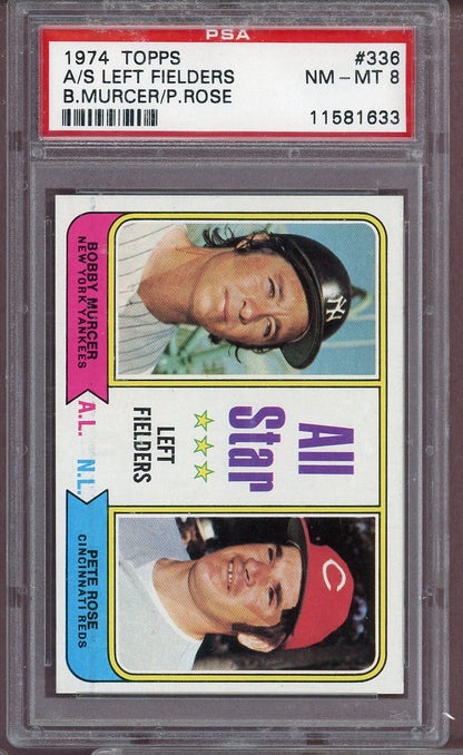 1974 Topps Baseball #336 Pete Rose Bobby Murcer PSA 8 NM/MT 564150