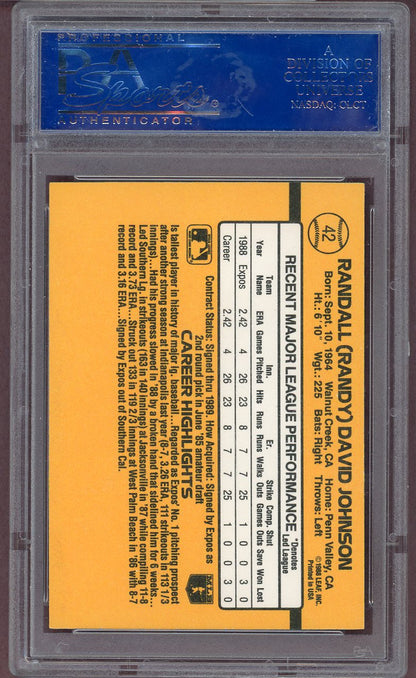 1989 Donruss #042 Randy Johnson Expos PSA 9 MINT 564155
