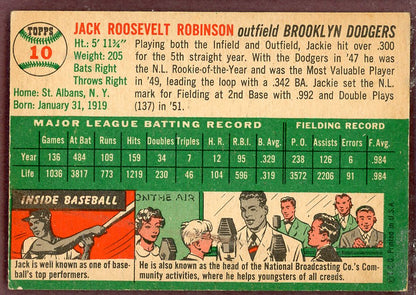 1954 Topps Baseball # 10 Jackie Robinson Dodgers VG-EX 564237