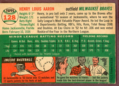 1954 Topps Baseball #128 Hank Aaron Braves VG+/VG-EX 564243