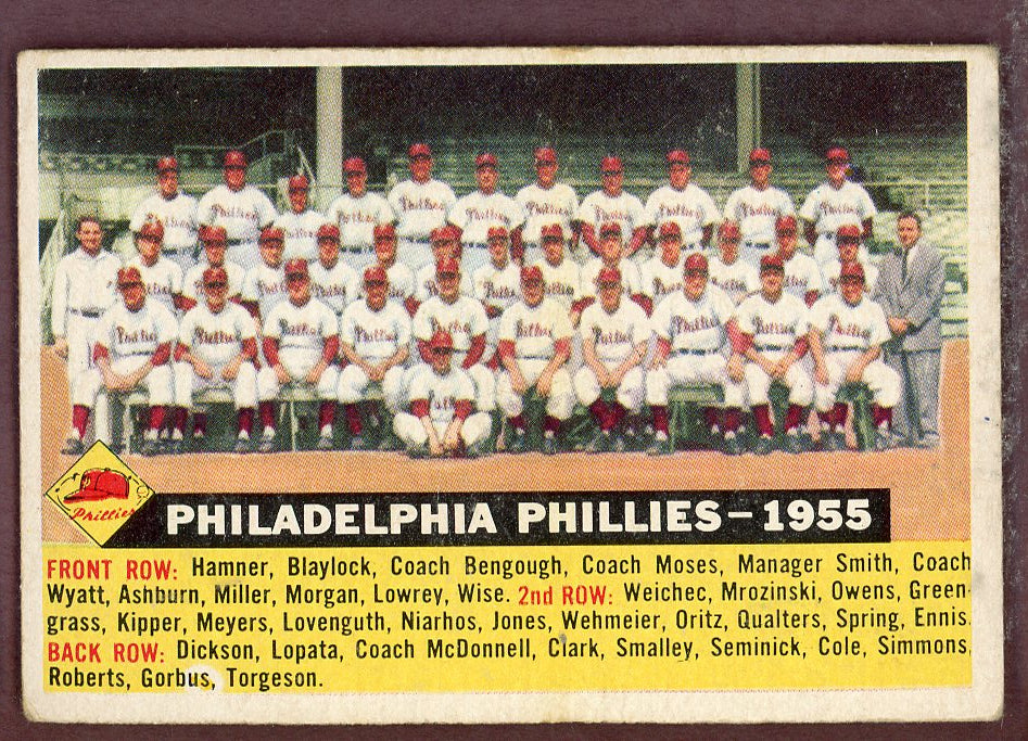 1956 Topps Baseball # 72 Philadelphia Phillies Team VG-EX Dated 564302