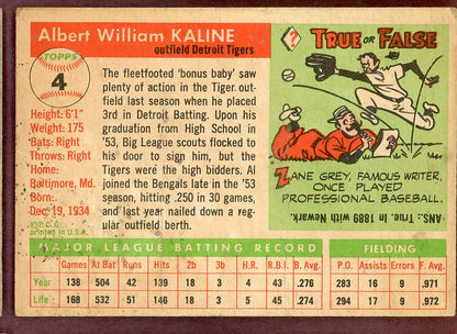 1955 Topps Baseball #  4 Al Kaline Tigers VG-EX 564316