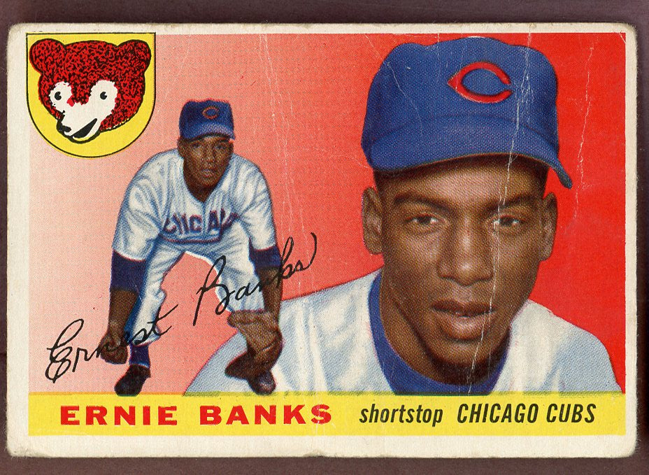 1955 Topps Baseball # 28 Ernie Banks Cubs Fair 564317