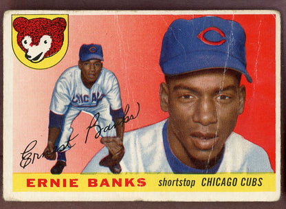 1955 Topps Baseball # 28 Ernie Banks Cubs Fair 564317